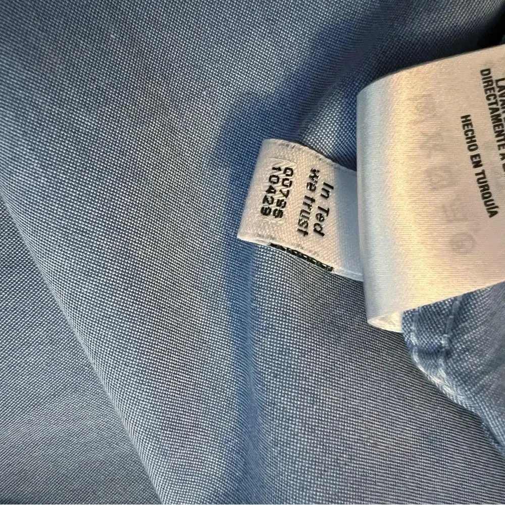 Ted Baker Chambray Blue Casual Button Front Shirt Men’s Size Large - Picture 9 of 10